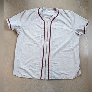 NWOT Ebbets Field Flannels Zip Front Vintage Style %100 Wool Baseball Jersey 3X